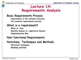 Lecture 14: Requirements Analysis