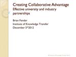 Creating Collaborative Advantage Effective university and industry partnerships