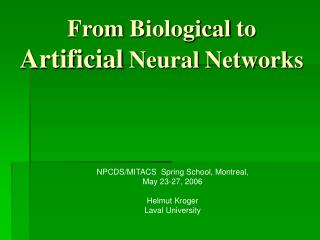 From Biological to Artificial Neural Networks