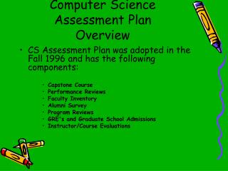 Computer Science Assessment Plan Overview