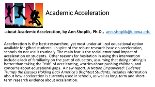 Academic Acceleration
