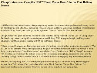 CheapCruises.com- Compiles HOT Cheap Cruise Deals for the