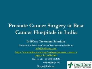 Prostate Cancer Surgery at Best Cancer Hospitals in India