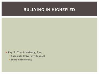 Bullying In Higher Ed