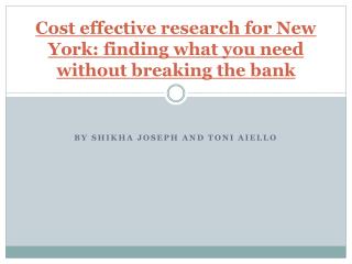 Cost effective research for New York: finding what you need without breaking the bank