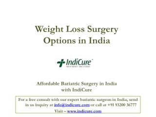 Weight Loss Surgery Options in India