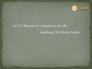SAVA Research Leading CRO Company From India