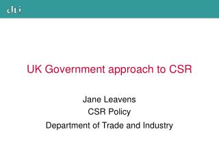 UK Government approach to CSR