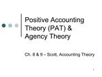 Positive Accounting Theory PAT Agency Theory