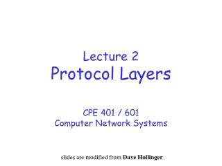 Lecture 2 Protocol Layers