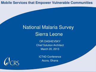 National Malaria Survey Sierra Leone