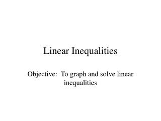 Linear Inequalities