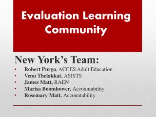Evaluation Learning Community