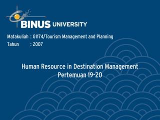 Human Resource in Destination Management Pertemuan 19-20