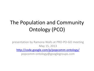 The Population and Community Ontology (PCO)