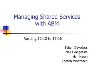 Managing Shared Services with ABM