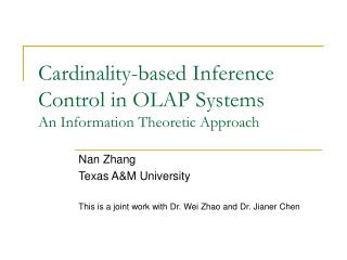 Cardinality-based Inference Control in OLAP Systems An Information Theoretic Approach