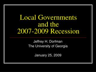 Local Governments and the 2007-2009 Recession
