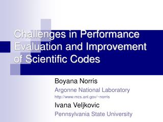 Challenges in Performance Evaluation and Improvement of Scientific Codes