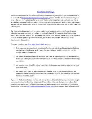 Dissertation data analysis services