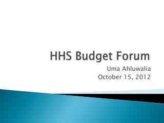 HHS Budget Forum