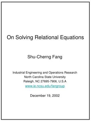 On Solving Relational Equations
