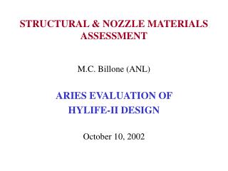 STRUCTURAL &amp; NOZZLE MATERIALS ASSESSMENT