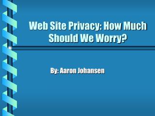 Web Site Privacy: How Much Should We Worry?