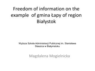 Freedom of information on the example of gmina Łapy of region Białystok