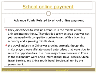 Some information requiring to school online payment