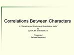 Correlations Between Characters