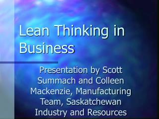 Lean Thinking in Business
