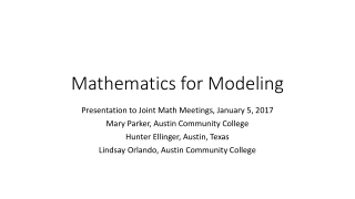 Mathematics for Modeling