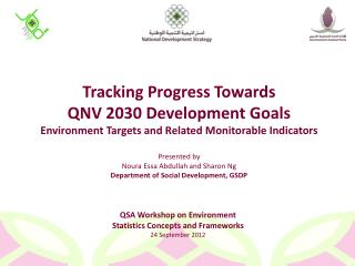 QSA Workshop on Environment Statistics Concepts and Frameworks 24 September 2012