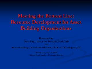 Meeting the Bottom Line: Resource Development for Asset Building Organizations
