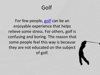 Golfing instructions - Michael Chemick