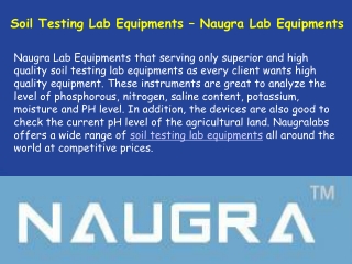 Soil Testing Lab Equipments Supplier In India