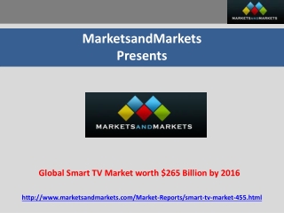 Global Smart TV Market worth $265 Billion by 2016