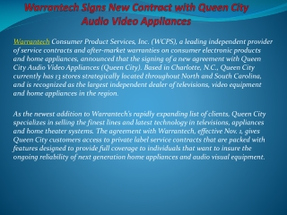 Warrantech Signs New Contract with Queen City Audio Video Ap