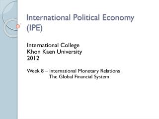 The political economy of the world trading system pdf