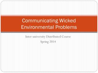 Examples List on Wicked And Messy Environmental Problems