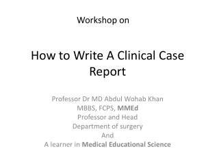 How to write a case report