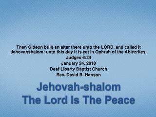 jehovah shalom peace lord