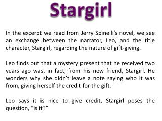 love stargirl novel questions