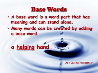 base words endings ppt powerpoint word presentation