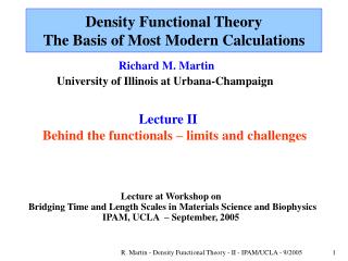 PPT - Lecture 8: Introduction To Density Functional Theory PowerPoint ...