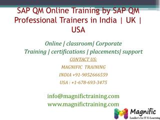 SAP QM Online Training by SAP QM Professional Trainers in In