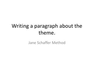 Jane Schaffer Writing Program