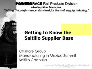 Getting to Know the Saltillo Supplier Base