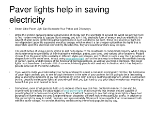 Paver lights help in saving electricity